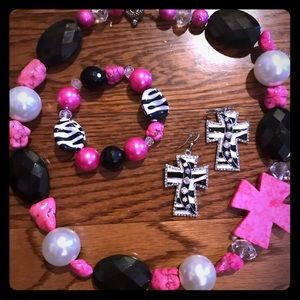 Hot pink & black jewelry set